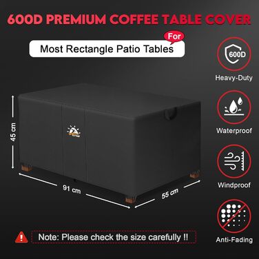 Чохол для садово-патіо меблів Zettum, 91x55x45 см, 600D Oxford PU, водонепроникний, захисна накидка для саду та тераси