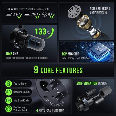 FIFINE K688: Студійний мікрофон XLR/USB для запису вокалу, подкастів, стрімінгу та геймінгу. Динамічний, з кардіоїдною характеристикою, навушником 3.5 мм та кнопкою мовлення.