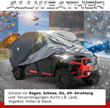 Чотиримісний брезент WALSER All Weather Plus, водонепроникний чохол для позашляховиків, всепогодний складаний гараж, стійкий до ультрафіолетового випромінювання, чорний брезент для автомобіля, S (Д 320x165x185 см)