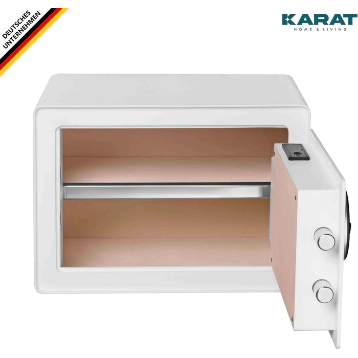 Сейф для меблів KARAT Tresor з датчиком відбитка пальця - 25 x 35 x 25 см, білий. Електронний та комбінаційний замок, настінний сейф для дому з ричагами (Murowa)