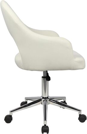 Поворотний стілець SVITA Klara, регульований по висоті, на коліщатках, з підлокітниками, з вирізом (білий, тканина)