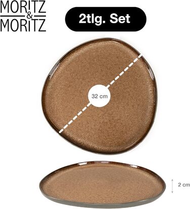 Набір посуду Moritz & Moritz ORGANIC на 6 осіб (18 предметів) - Елегантний набір тарілок з якісного кераміки (18 предметів) - 6 великих тарілок, 6 десертних тарілок, 6 супових тарілок, 2 сервірувальні тарілки (Бежевий)