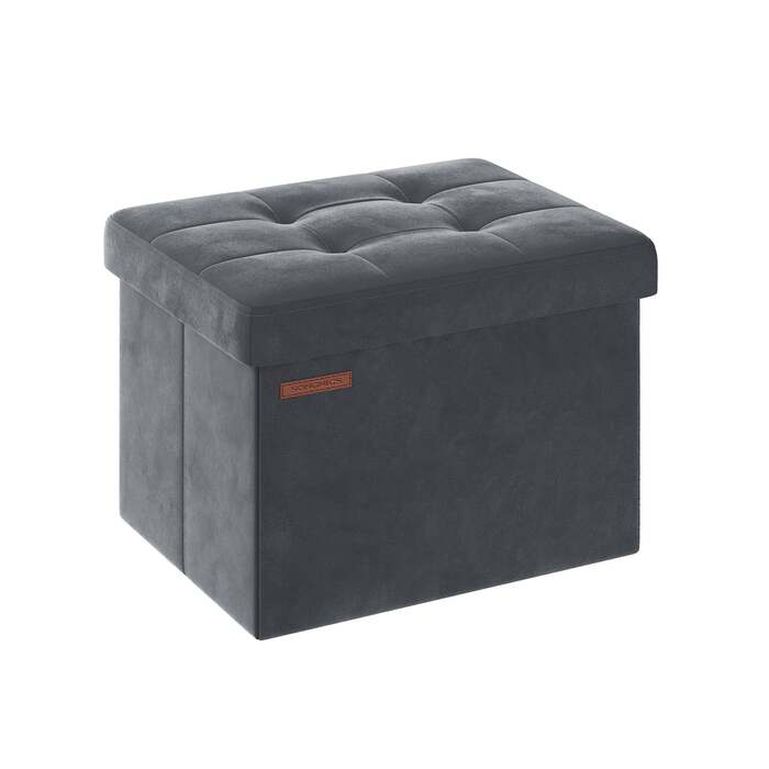 Лавка оксамитова з кришкою - Slate Grey / 31 x 41 x 31 см