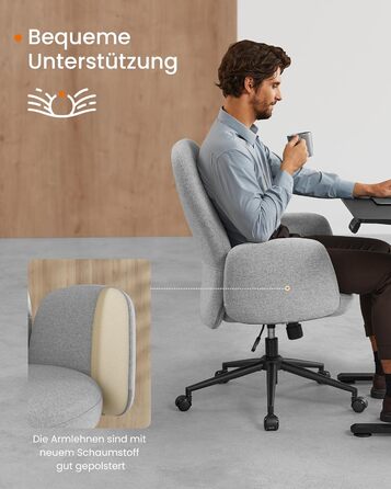 Офісний крісло SONGMICS HOME - регульоване, з підлокітниками, сіро-зелене, з бавовняно-льоновій тканини