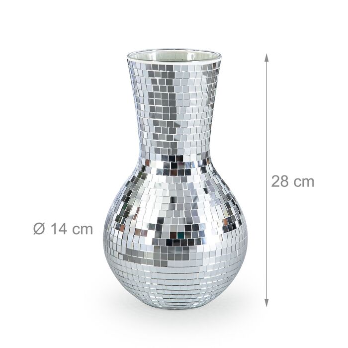 Ваза Relaxdays з мозаїчного скла, срібляста, 28 см