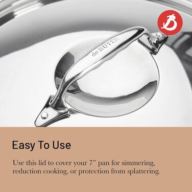 Кришка з нержавіюючої сталі De Buyer з чавунною ручкою, діаметр 16 см, срібляста, 3709.16N