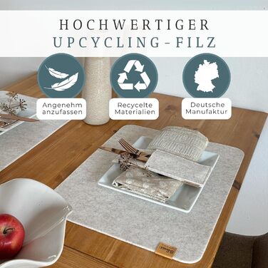 Набір килимків на стіл Kontor28® з фетру (4 шт., бежевий) | З переробленого rPET-фетру, миючі, стійкі до подряпин та тепла | Made in Germany