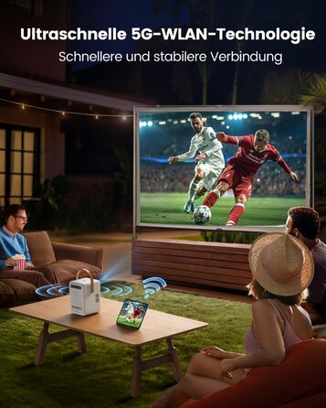 Проектор Toptro Mini Beamer: 1080P Full HD, Android TV, WiFi, Bluetooth, 300 ANSI, Зовнішній, Компактний, з Електричним Фокусом