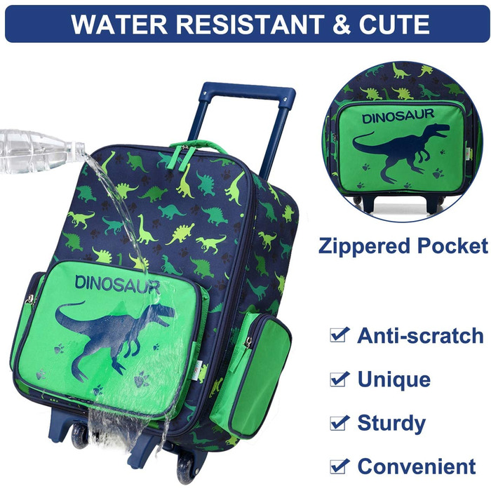 Місткий дитячий валізу, красивий дорожній валізу для хлопчиків, ручна поклажа, візок для малюків, дитячий сад, дитячий візок з колесами, 18 дюймів зеленого кольору