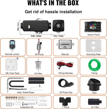 Автономний дизельний опалювач VEVOR 12V 5 кВт з LCD-дисплеєм та пультом дистанційного керування для автобусів, вантажівок та авто