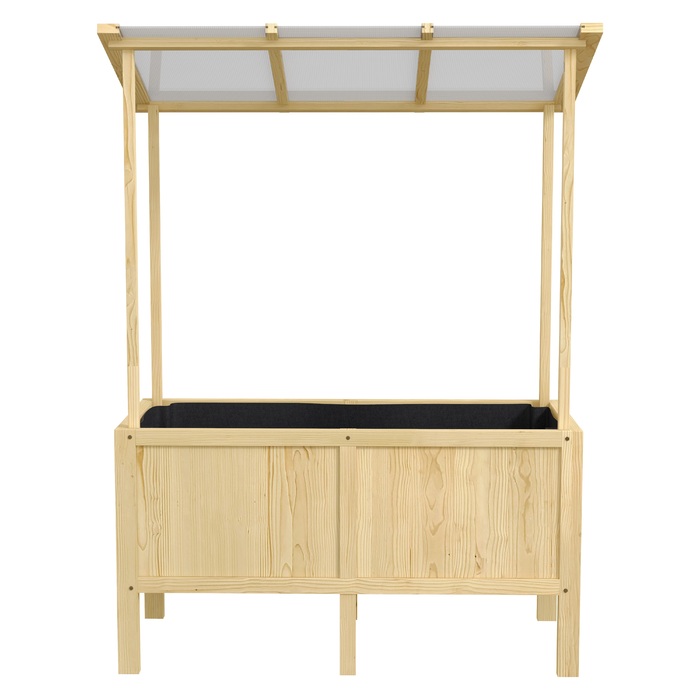 Підвищене грядка з дахом, дренажні отвори, флізелінова підкладка, стійка до погодних умов, сосна, 110x60x152 см