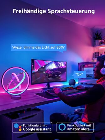 Lepro AI Розумна лампа TB2, Персоналізований світловий дизайнер на основі AI, Синхронізація з музикою/Керування через додаток, Настільна лампа з регулюванням яскравості, RGB+IC технологія, Сумісна з Alexa/Google, Без пульта керування, Ключ скрипки (Planet