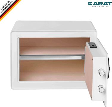 Сейф для меблів KARAT Tresor з датчиком відбитка пальця - 25 x 35 x 25 см, білий. Електронний та комбінаційний замок, настінний сейф для дому з ричагами (Murowa)