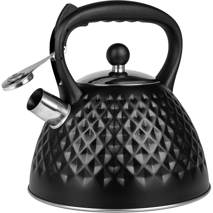 Чайник для плити Induktion 3L, чорний, з авто-свистком, нержавіюча сталь