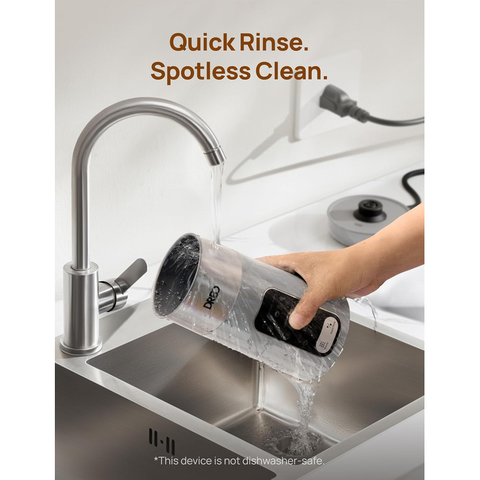 Електричний спінювач молока Dreo 8-в-1 для лате-арт, 270 мл, з підігрівом, LED, сріблястий