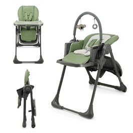 Дитячий стільчик Kinderkraft TUMMIE 2 в 1 – сірий, з іграшками, для малюків від народження