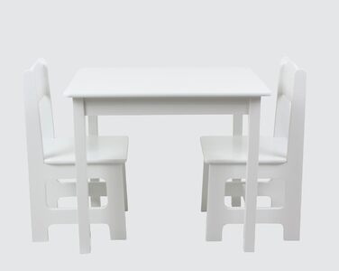 Дитячий стіл та 2 стільці - комплект меблів для дитячої кімнати, 60x50x50 см (білий/білий)