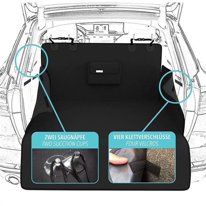 Автомобільна ковдра для собак / багажник / переднє сидіння миска / водонепроникний нековзний миється / автомобільний чохол для собак захист багажника автомобільне сидіння захист сидіння / Автомобільна ковдра захисна ковдра М'яке (чорне, багажник)