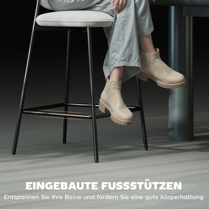 Набір з 2 барних стільців, обідні стільці з підніжкою, оксамитова оббивка, сталеві ніжки, для їдальні, 45 x 49 x 102 см, світло-сірий