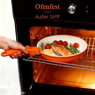 Набір каструль та сковорідок GiPP 11 предметів з знімними ручками, антипригарне покриття, кераміка, для всіх типів плит, духовка, оранжевий градієнт