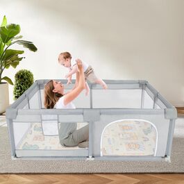 Манеж для немовлят Gupamiga 150x180x65 см з ігровим килимком, дихаючою сіткою та захисними бортиками, легкий монтаж і очищення