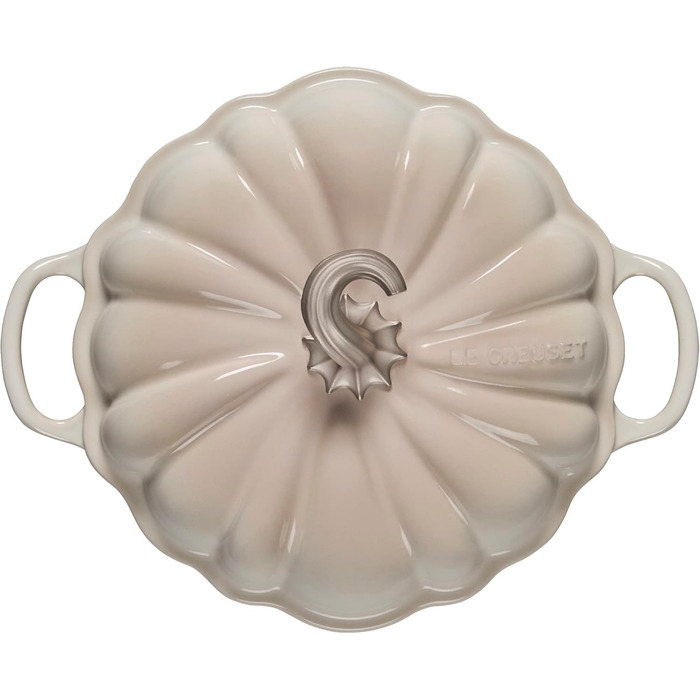 Кокотниця Le Creuset Figurale Kürbis, емальована чавунна, 4 л, білий колір з мідним ручками (Cocotte, Baiser)