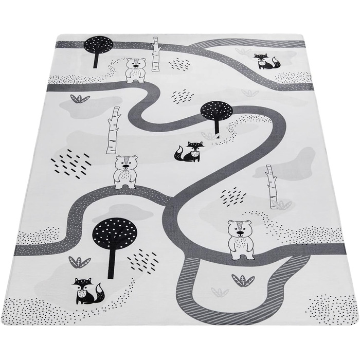 Ігровий килимок Килимок Дитяча кімната Дитячий килимок Хлопчик Дівчатка Вуличний килим Сучасний нековзний мотив тварин Дерево Білий сірий, Розмір 120x160 см