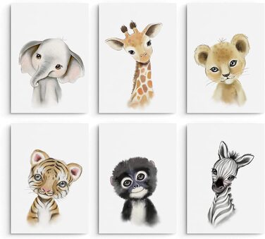 Набір з 6 постерів на стіну для дитячої кімнати Hambient: Африканські тварини, 30x40 см (без рамки)