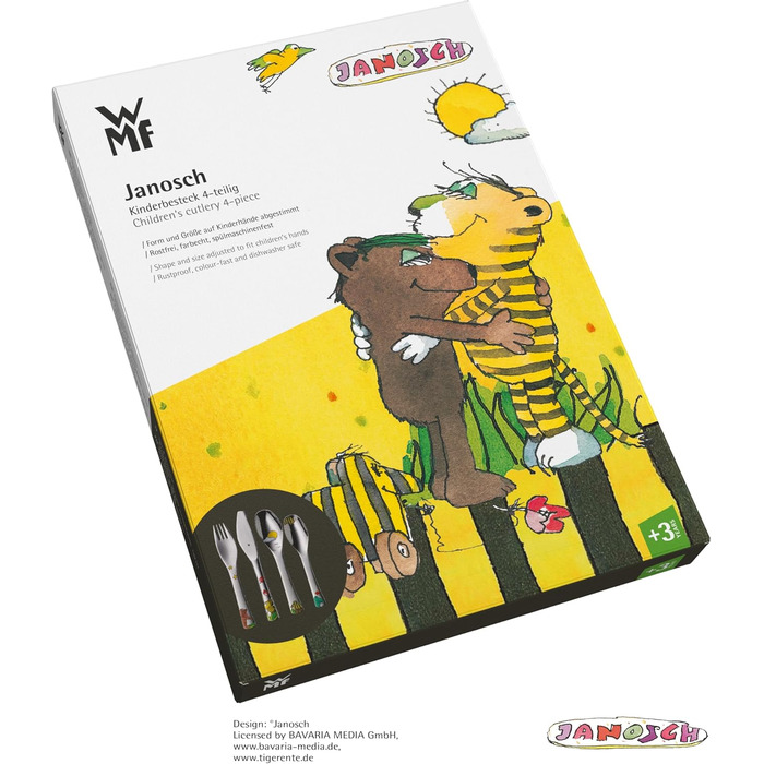 Дитячий набір столових приборів Janosch від WMF з гравіюванням імені - 4-х частинний, для дітей від 3 років