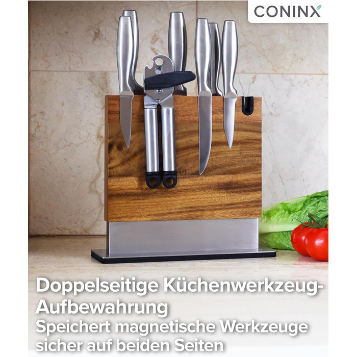 Магнітний тримач для ножів Coninx | Тримач для кухонних ножів з акціїї | Двосторонній, антиковзний