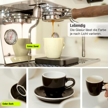 Набір еспресо-чашок HOMEBERLIN® Barista Pro - 4 шт. по 80 мл з підставками - преміум якість, ручна робота, темний глазур