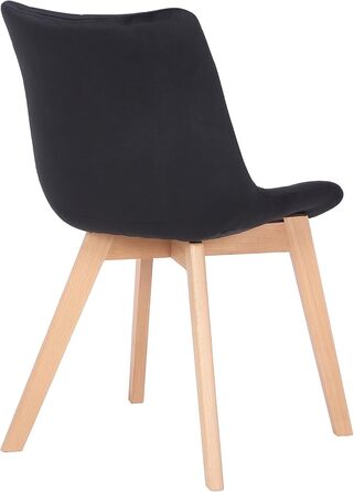 Набір з 2-х обідніх стільців Passaic з велюру, ергономічно м'яко оббиті та з прострочкою, з захистом для підлоги, витримують до 150 кг, колір: чорний