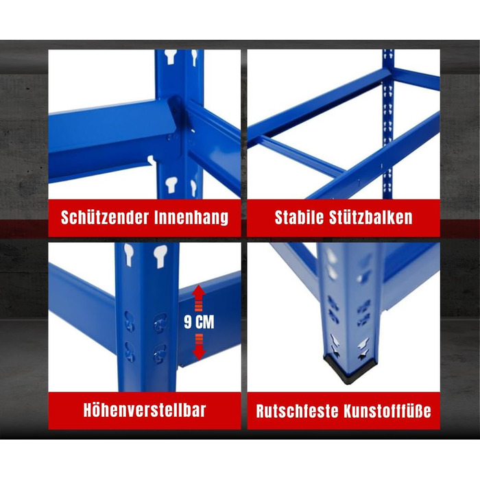 Стелаж для шин PROREGAL Tiger: 100x110x35 см, 150 кг навантаження, 8 шин, 2 рівні, блакитний