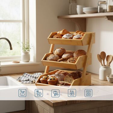 Підставка для рослин Relaxdays з бамбука, 3 яруси