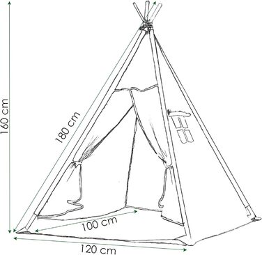 Дитячий намет-типі SPRINGOS, 160 x 120 x 100 см, темно-синій з зірками, з килимком та подушкою