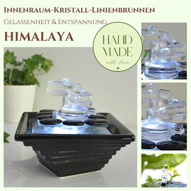 Внутрішній фонтан з кераміки та скла, декор для медитації, чаша Zen, подарунок, 20x23x23 см, Himalaya Zen'light