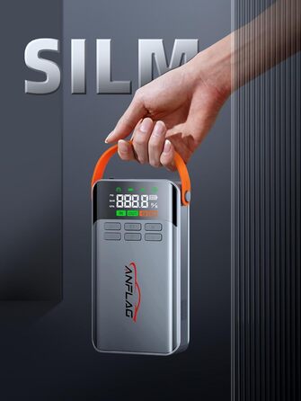 Портативний пусковий пристрій ANFLAG 5500A з компресором 150PSI, LCD-екраном та LED-ліхтариком (сірий)