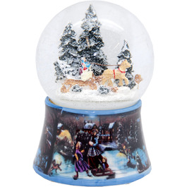 Снігова куля романтична поїздка в кареті на санях з різдвяною ялинкою Музична скринька 10 см, 20091