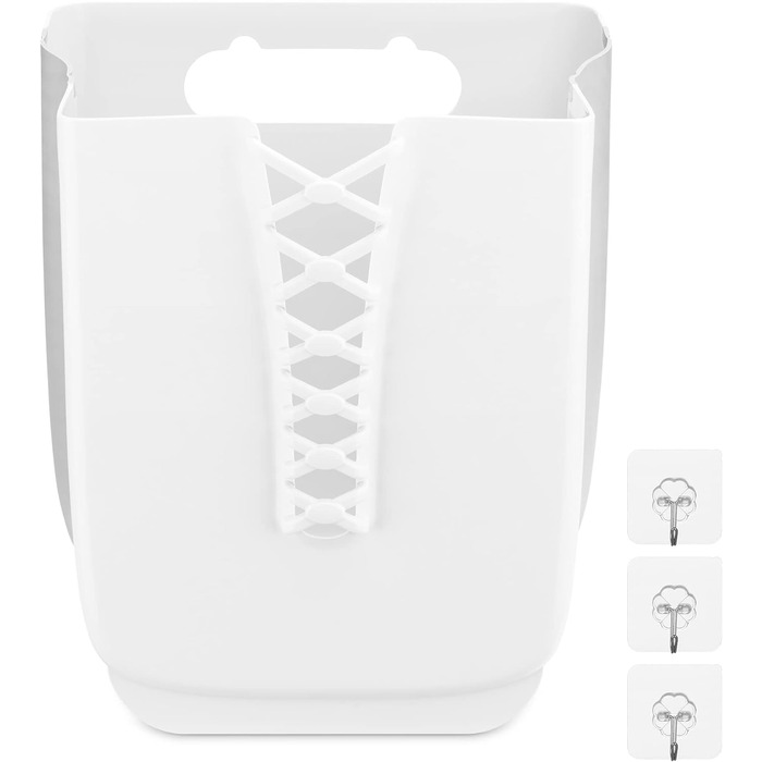 Складаний пластиковий кошик для білизни Navaris 30L - Складний кошик для білизни для ванної кімнати - Складний кошик для білизни - Настінне кріплення - Складний кошик для білизни білого кольору