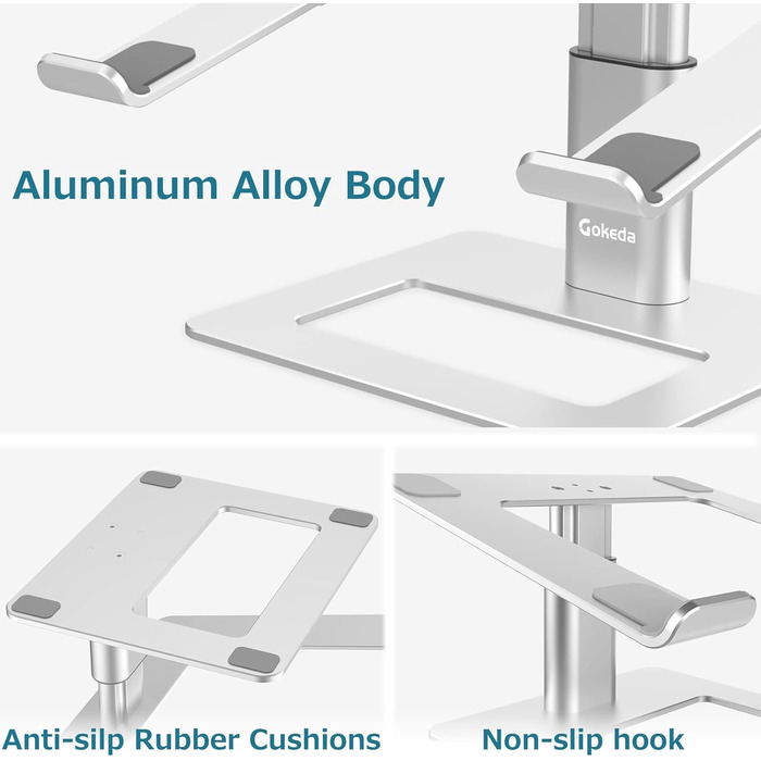 Підставка для ноутбука GOKEDA: ергономічна, регульована, з алюмінію, 11-17 дюймів
