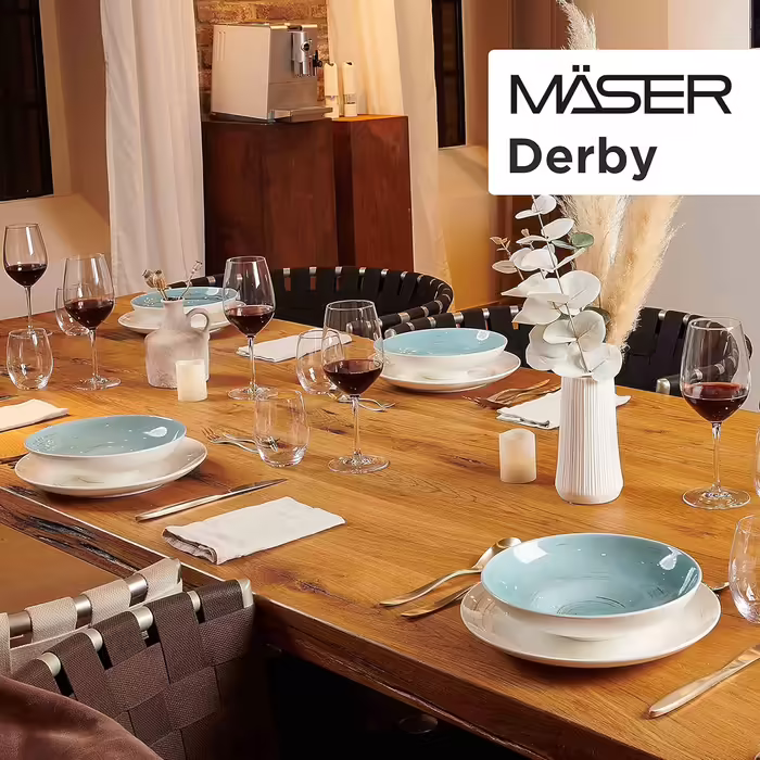 Набір посуду MSER 931526 Derby Premium на 4 персони, 16 предметів, кольорова порцеляна в гастро якості