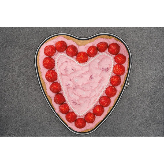 Форма для випікання Zenker серце, форма для випікання з плоским дном, у формі серця, з антипригарним покриттям, креативна випічка (рожева/срібляста)