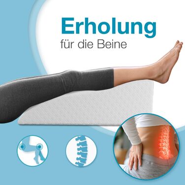 Подушка для підйому ніг ELONEO з піною з пам'яті, 68x40x16 см, для зняття навантаження, знімний чохол (Medium, Біла)