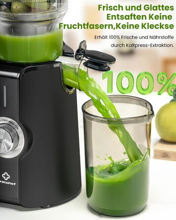 LINKChef Slow Juicer: Холодне віджимання овочів та фруктів, 115 мм, чорний, BPA Free
