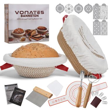 Набір для випічки хліба: корзинка з бавовняного шнура, набір для закваски, аксесуари для випічки, дріжджовий міксер, скребок для тіста, для початківців