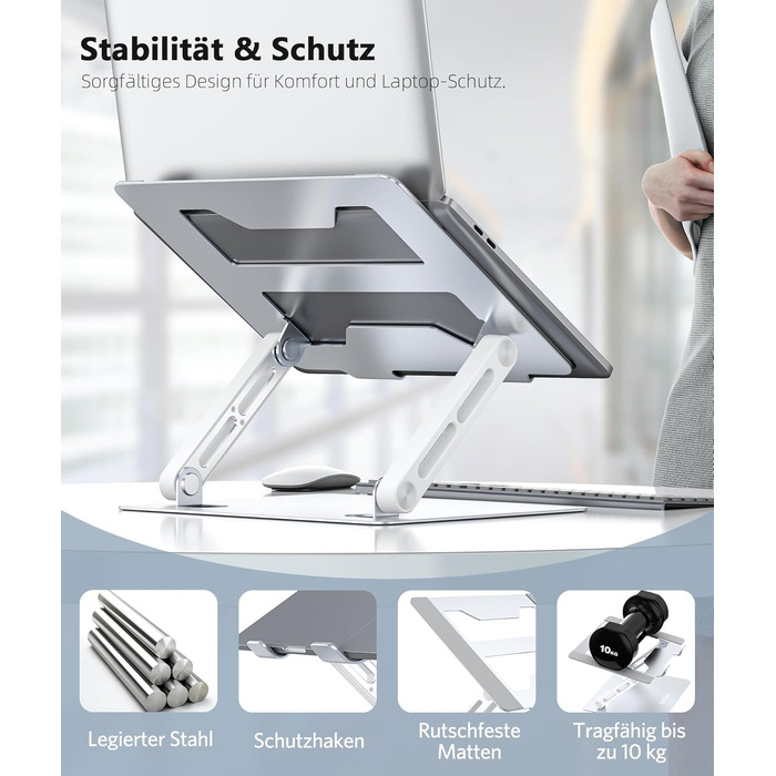 Підставка для ноутбука BoYata: регульована висота, ергономічна, з вентиляцією, для MacBook, Dell, HP, Acer (10-17 дюймів)