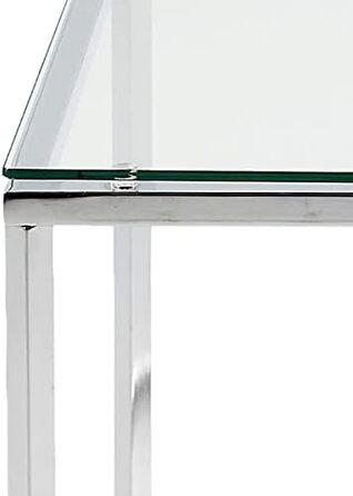 Меблі Gurli Кутовий стіл квадратний, Ш 50 x Г 50 x В 45 см, Прозорий/Хромований, Скло/Метал, Прозорий/Хром