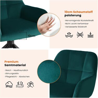 Набір з 2 стільців Sweetcrispy для їдальні, кухня, робочий кабінет, зелений, до 120 кг, з металевими ніжками