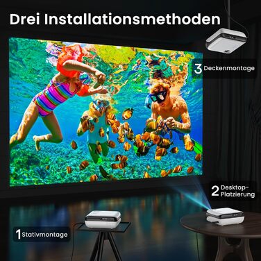 HOPVISION Міні проєктор 4K, 1080P Full HD, 13000 люменів. Підтримка Bluetooth, для Fire Stick/PS5/Smartphone/TV. Портативний проєктор для дому та на вулицю