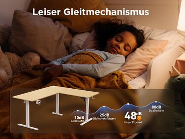 Електричний кутовий стіл WALKINGDESK 190 x 150 см з регулюванням висоти, для офісу, дому, геймінгу, з кабелеуправлінням, колір дуб